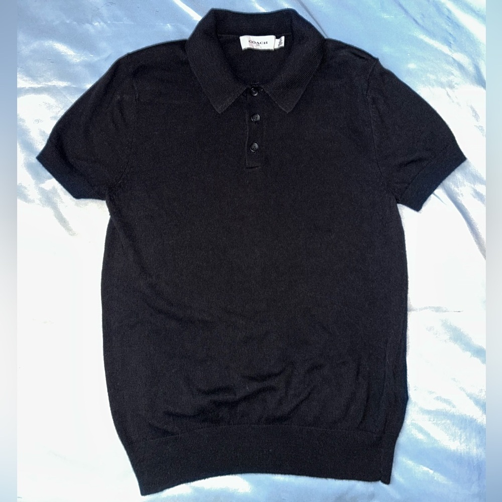 -Coach Mens Black Short-Sleeve Polo Shirt
-Size XXS